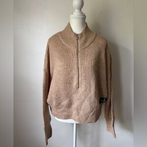 Calvin Klein Jeans Camel Half-Zip Women's Sweater